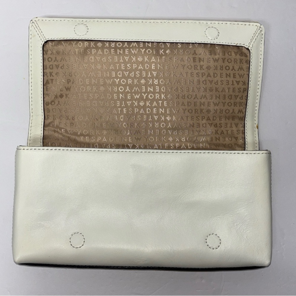 Kate Spade New York Montford Park Straw & White w/ Gold Clutch/Purse - Picture 3 of 15